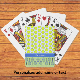 Jeu De Cartes Tennis thème bleu motif nom personnalisé