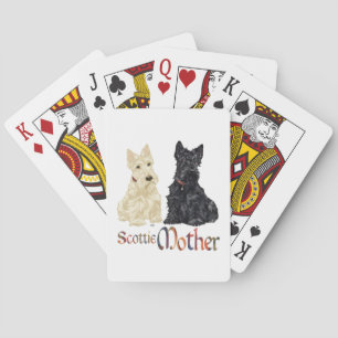 Jeu De Cartes Tériers écossais roux et noirs Mère