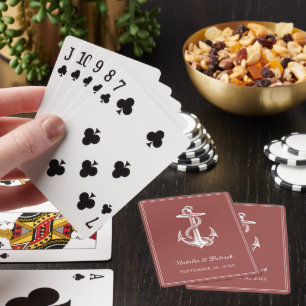 Jeu De Cartes Terracotta Nautical Ancre Mariage Jouer des cartes