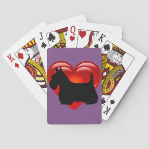 Jeu De Cartes Térrier écossais noir/blanc cœur rouge/ruban/colli