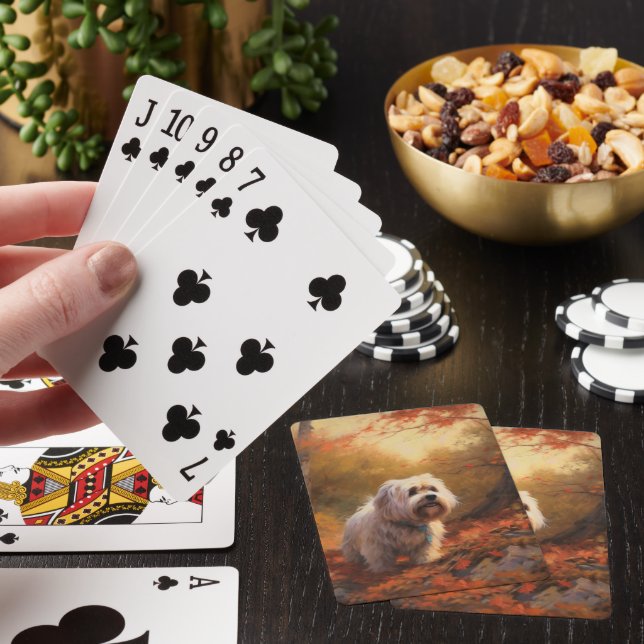 Jeu De Cartes Terrier tibétain à l'automne Feuilles automne Insp (In Situ)
