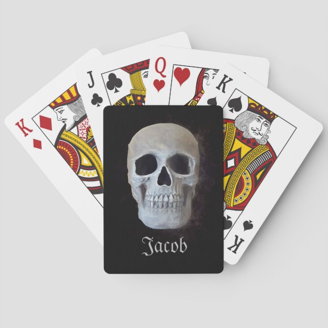 Jeu De Cartes Tête de crâne Gothique Noir et Blanc Art tendance (dos)