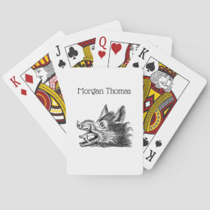 Jeu De Cartes Tête vintage de sanglier Dessin BW