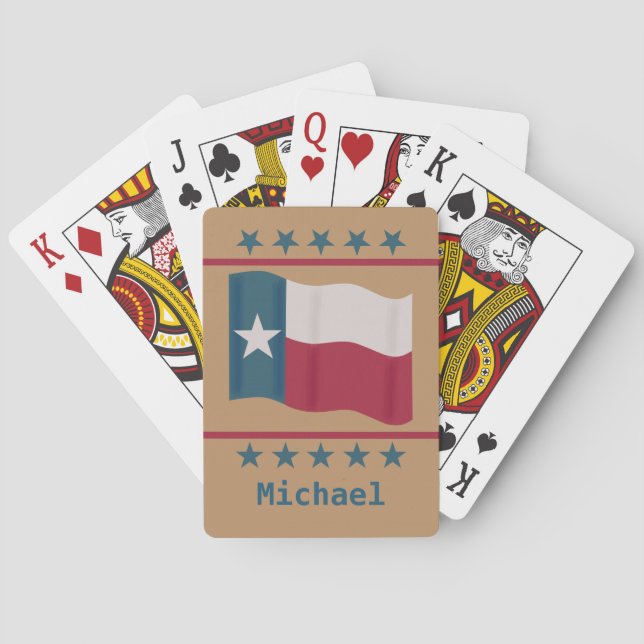 Jeu De Cartes Texas Lone Star Flag Stars Tan Name Personnalisé (dos)
