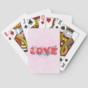 Jeu De Cartes Texte d'amour rouge en lettres bloc gras Aquarelle