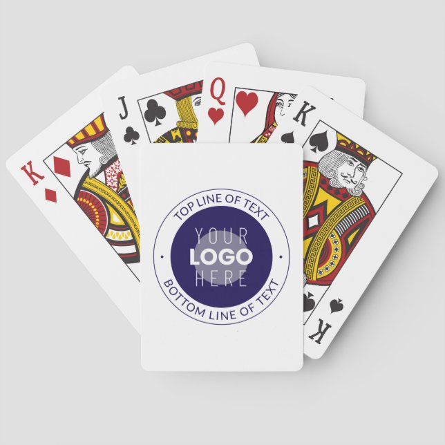 Jeu De Cartes Texte et logo personnalisables | Bleu foncé violet (dos)