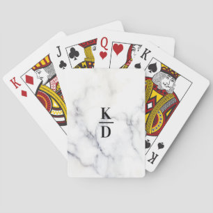 Jeu De Cartes Texture de Marbre blanc Personnaliser Monogramme