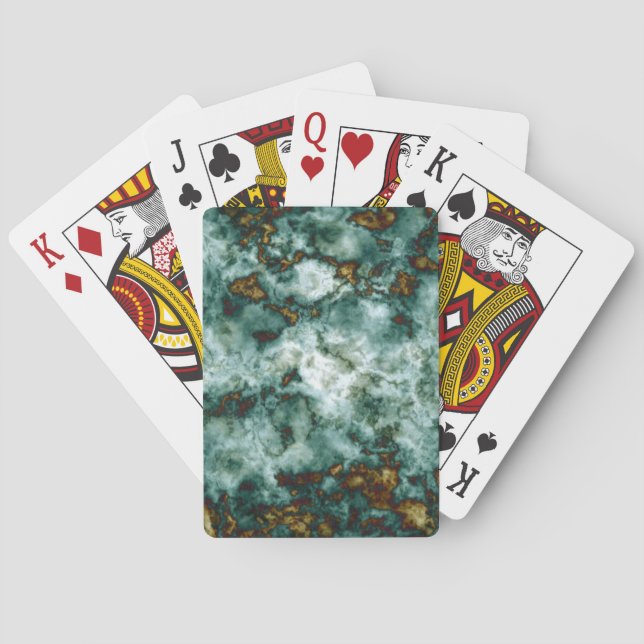 Jeu De Cartes Texture de marbre verte avec des veines (dos)