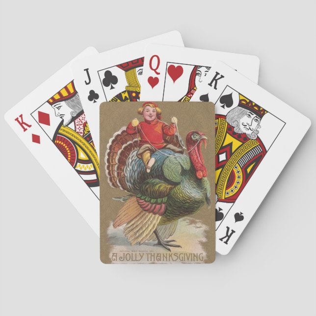 Jeu De Cartes Thanksgiving Turquie Drôle salutations Vintages (dos)