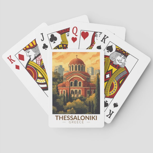 Jeu De Cartes Thessalonique Grèce Agios Pavlos Travel Art Retro (dos)