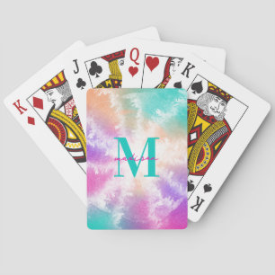 Jeu De Cartes Tie Dye Pastel Rose Orange Turquoise Violet Monogr