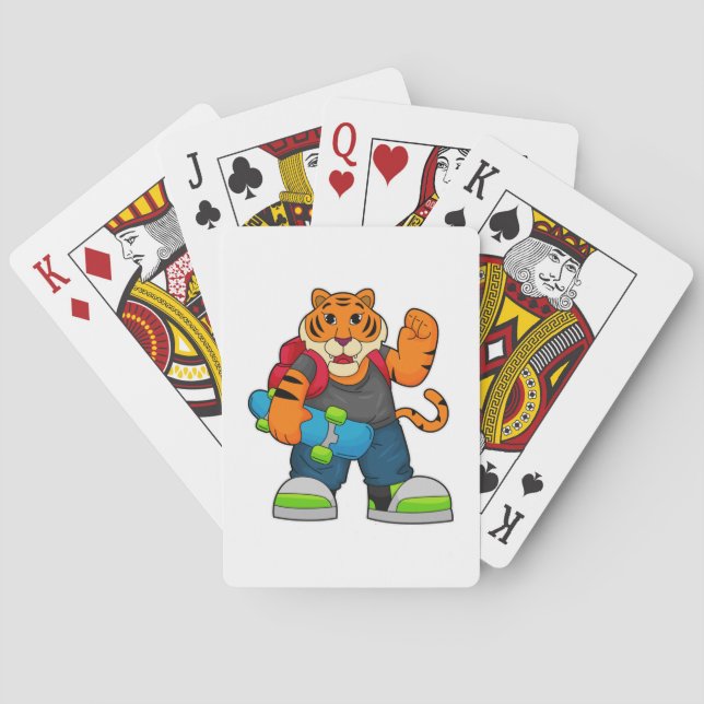 Jeu De Cartes Tiger comme patineur avec skateboard (dos)