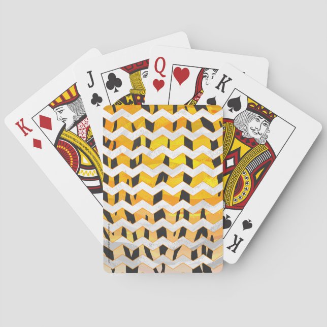 Jeu De Cartes Tigre Chevron noir et orange (dos)