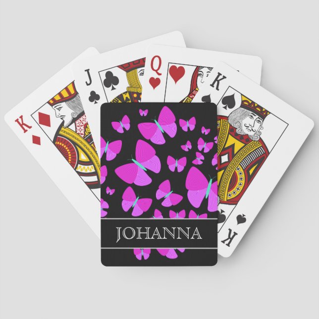 Jeu De Cartes Tirage de papillons artistiques + Nom personnalisé (dos)