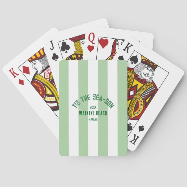 Jeu De Cartes Tis SeaSon Custom Beach Christmas Green Stripe (dos)