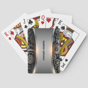 Jeu De Cartes Tissu gris métallique arrière - plan étiquette à b