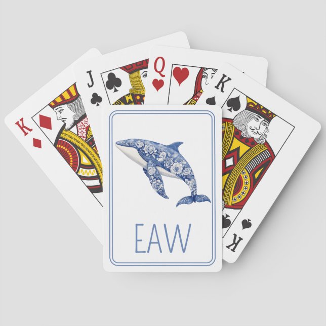 Jeu De Cartes Toile Bleue Floral Plage Dolpho Monogramme (dos)
