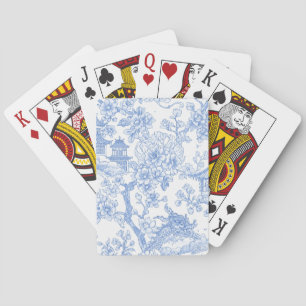 Jeu De Cartes Toile de chinoiserie bleue Dragon Fleur de cerisie