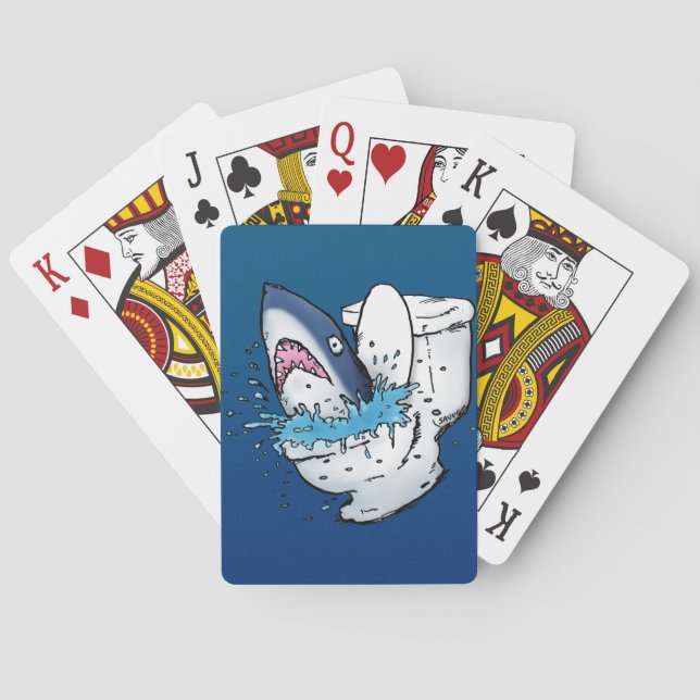 Jeu De Cartes Toilette Shark Funny Blue Cartoon (dos)