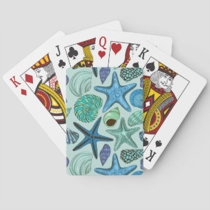 Jeu De Cartes Tons De Coquillages Bleus Et Motif D'Écre