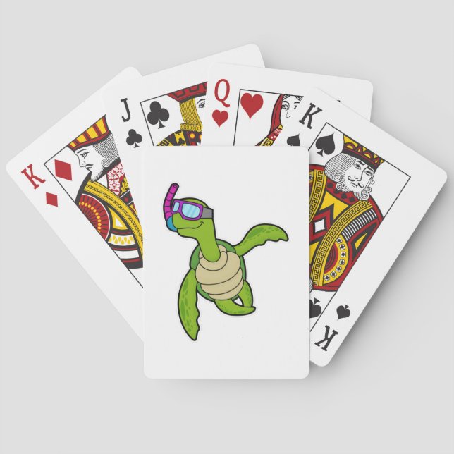 Jeu De Cartes Tortue à la natation avec tuba (dos)