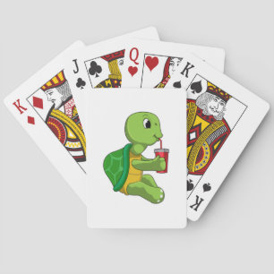 Jeu De Cartes Tortue avec tasse à boire avec paille
