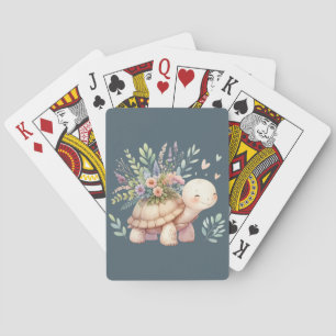 Jeu De Cartes Tortue de jardin de campagne à l'aquarelle