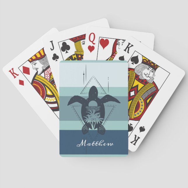 Jeu De Cartes Tortue géométrique moderne Personnalisée (dos)