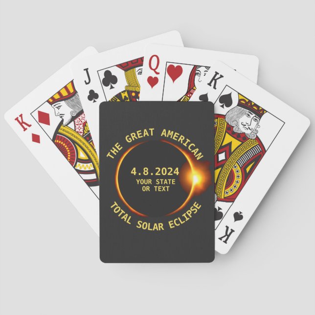 Jeu De Cartes Total Solaire Eclipse 4.8.2024 USA Custom Text (dos)