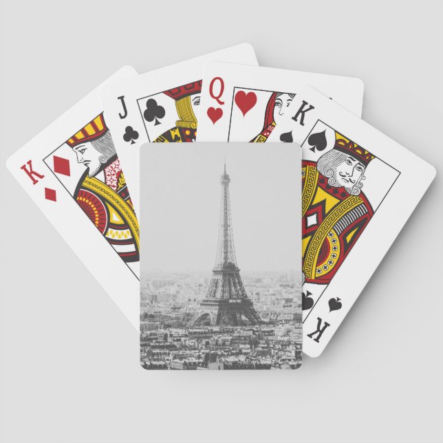 Jeu De Cartes Tour Eiffel noir et blanc Paris Photographie (dos)