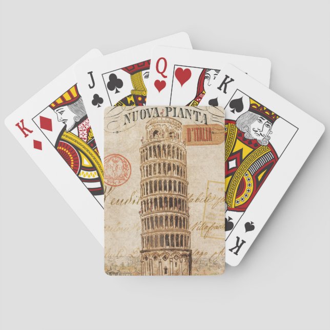Jeu De Cartes Tour penchée vintage de Pise (dos)