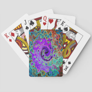 Jeu De Cartes Tourbillon Liquide Abstrait Rétro Coloré Violet