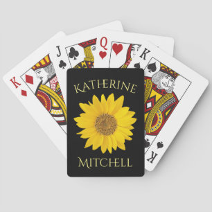 Jeu De Cartes Tournesol jaune Nom personnalisé Noir