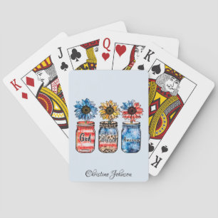 Jeu De Cartes Tournesols patriotiques dans les jarres Dieu bén