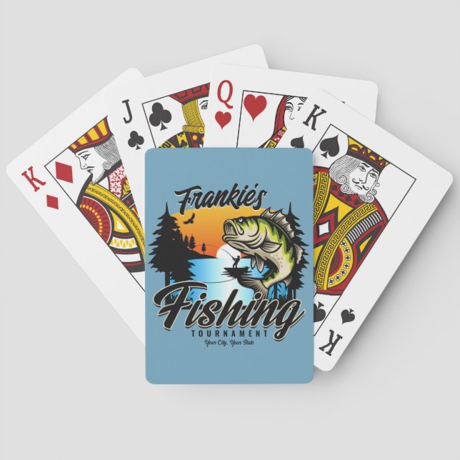 Jeu De Cartes Tournoi de pêche personnalisé Truite pêcheur (dos)