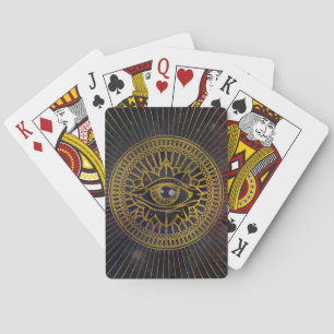Jeu De Cartes Tout l'or mystique voyant d'oeil sur le ciel de