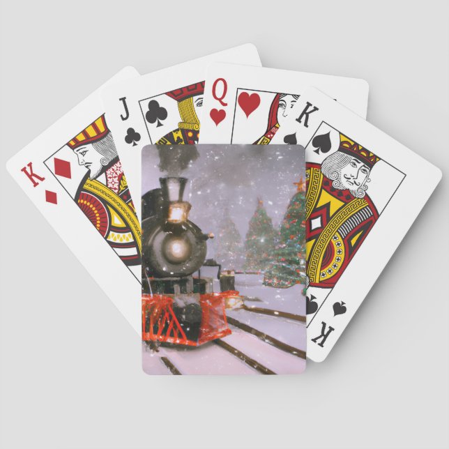 Jeu De Cartes Train de Noël/d'hiver dans la neige (dos)