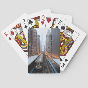 Jeu De Cartes Train en hauteur dans le centre-ville de Chicago s