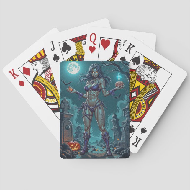 Jeu De Cartes Traite d'Halloween ou ami Zombie w Cerveau (dos)