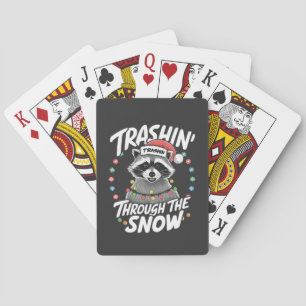 Jeu De Cartes Trashing Through the Snow Funny Raccoon Christmas
