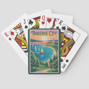 Jeu De Cartes Traverse City Lake Michigan Illustration Voyage