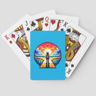 Jeu De Cartes Traversée au coucher du soleil Voyage d'art Pixel 