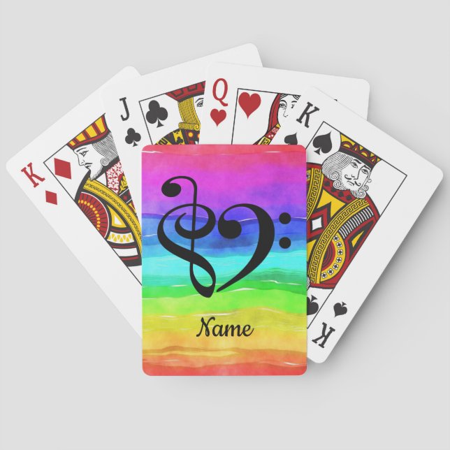 Jeu De Cartes Treble Clef Bass Clef Heart Sheet Musique Customis (dos)