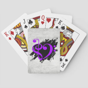 Jeu De Cartes Treble et Bass Clef Musical Coeur pourpre
