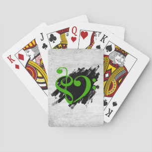 Jeu De Cartes Treble et Bass Clef Musical Coeur Vert