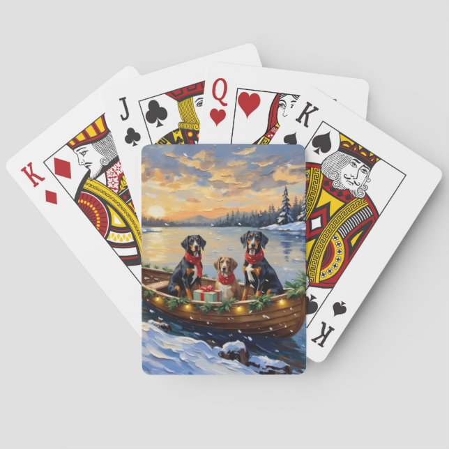 Jeu De Cartes Treeing Walker Coonhound Christmas Boat Holiday (dos)