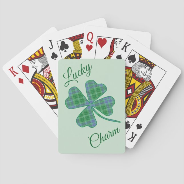Jeu De Cartes Trèfle à quatre feuilles carreaux vert Chanceux  (dos)
