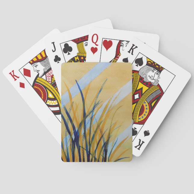 Jeu De Cartes Treillis abstrait d'aquarelle avec des herbes (dos)