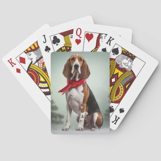 Jeu De Cartes Trek Walker Coonhound Dog en Noël de neige (dos)