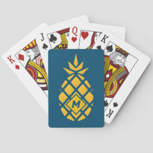 Jeu De Cartes Trendy Geometric Ananas Monogram Bleu